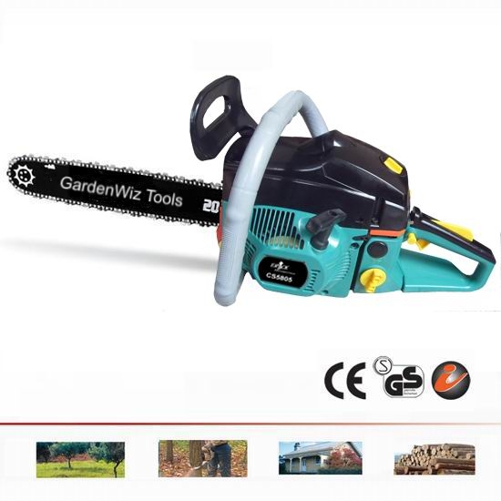 Latest model of the 5800 series chainsaw - the GardenWiz CS-5805 is a powerful 58cc chainsaw with a 20" (or 50cm) bar 