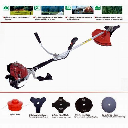 The 4-stroke BC-350 brush cutter from GardenWiz Tools is a powerful, no-nonsense tool with plenty of blade options